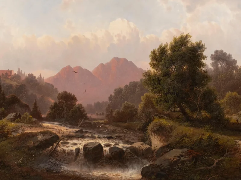 1835-Alexander Scherzer - Crepuscolo tra le montagne